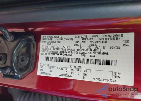 2018 Ford F-150 Xlt from USA, damaged, VIN 1FTFW1EGXJFC08373